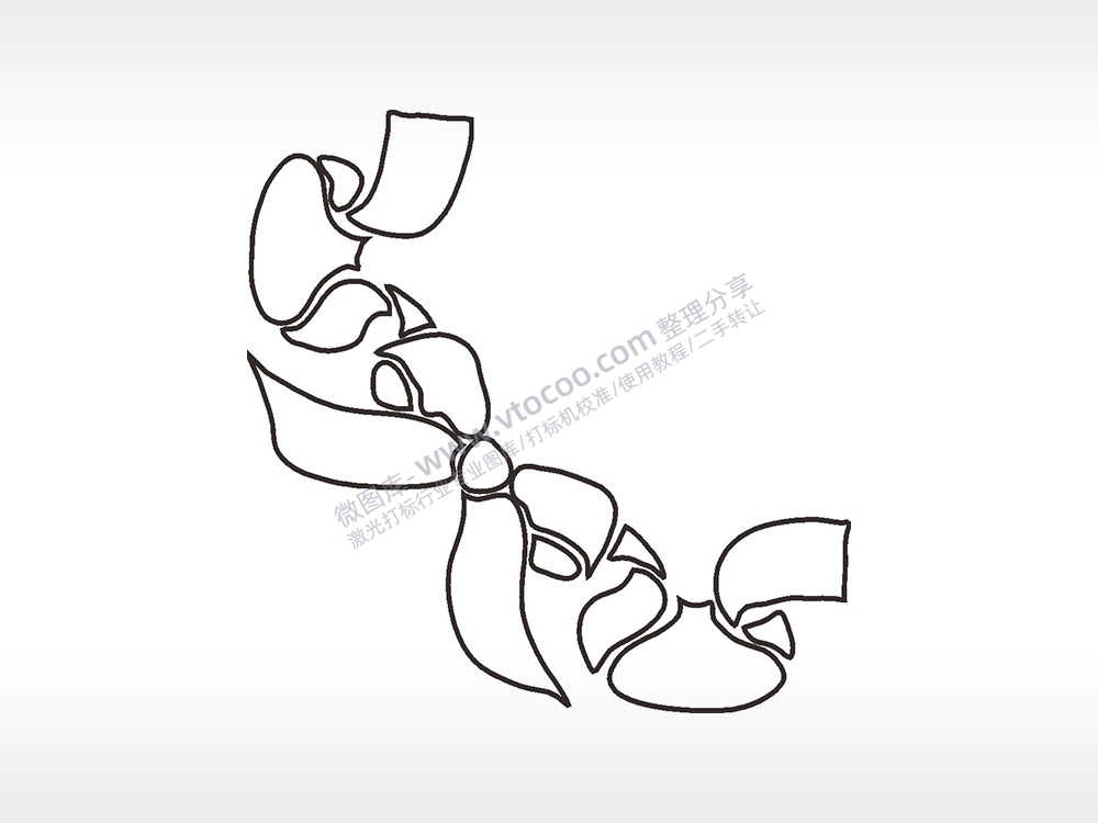 蝴蝶结简笔画边框大全AI8.0格式激光打标文件通用矢量图
