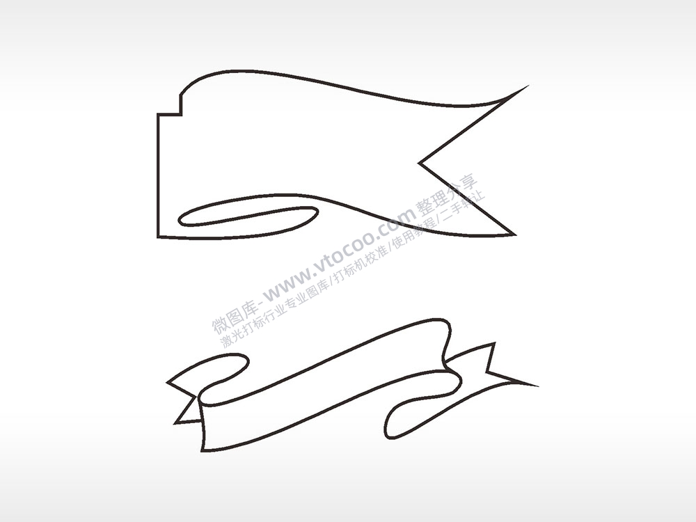 丝带简笔画边框大全AI8.0格式激光打标文件通用矢量图