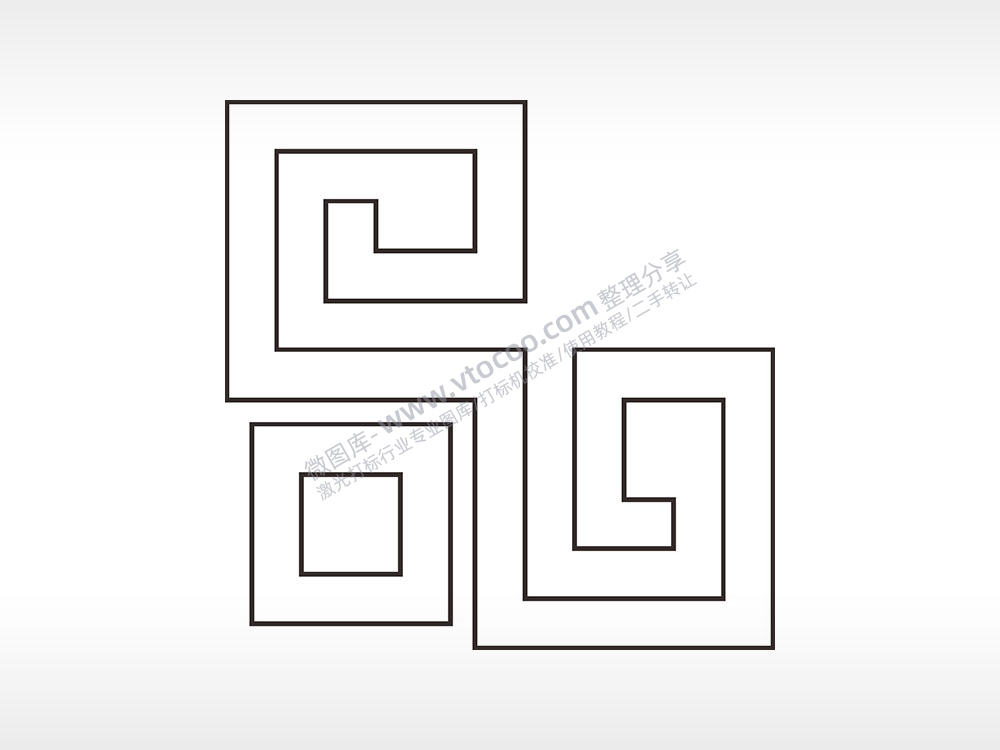 正方形回形简笔画边框大全AI8.0格式激光打标文件通用矢量图