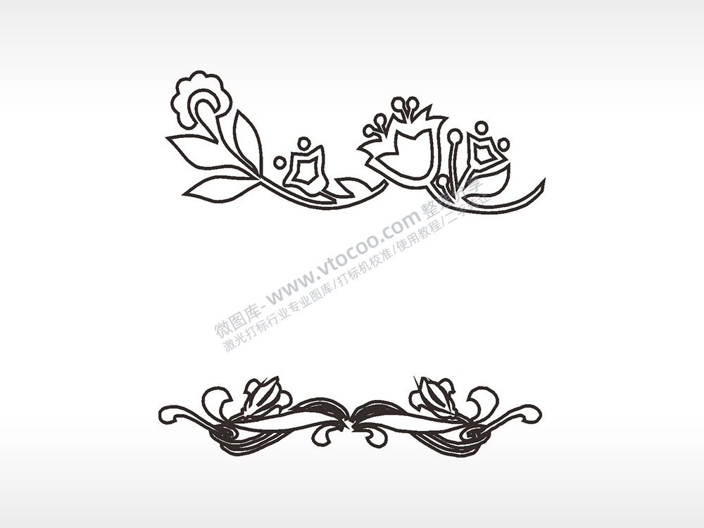 花朵花蕾植物简笔画边框大全AI8.0格式激光打标文件通用矢量图