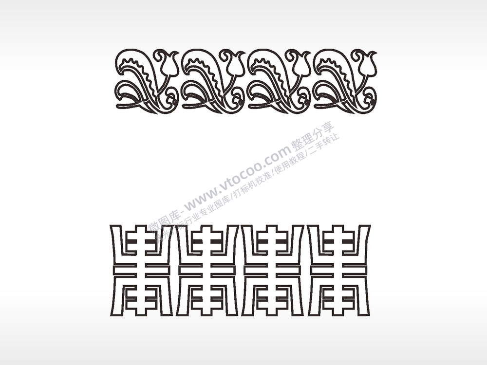 花朵寿繁体字简笔画边框大全AI8.0格式激光打标文件通用矢量图