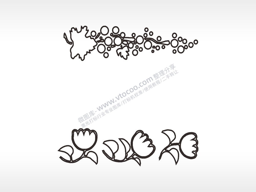 葡萄藤蔓花朵边角简笔画边框大全AI8.0格式激光打标文件通用矢量图