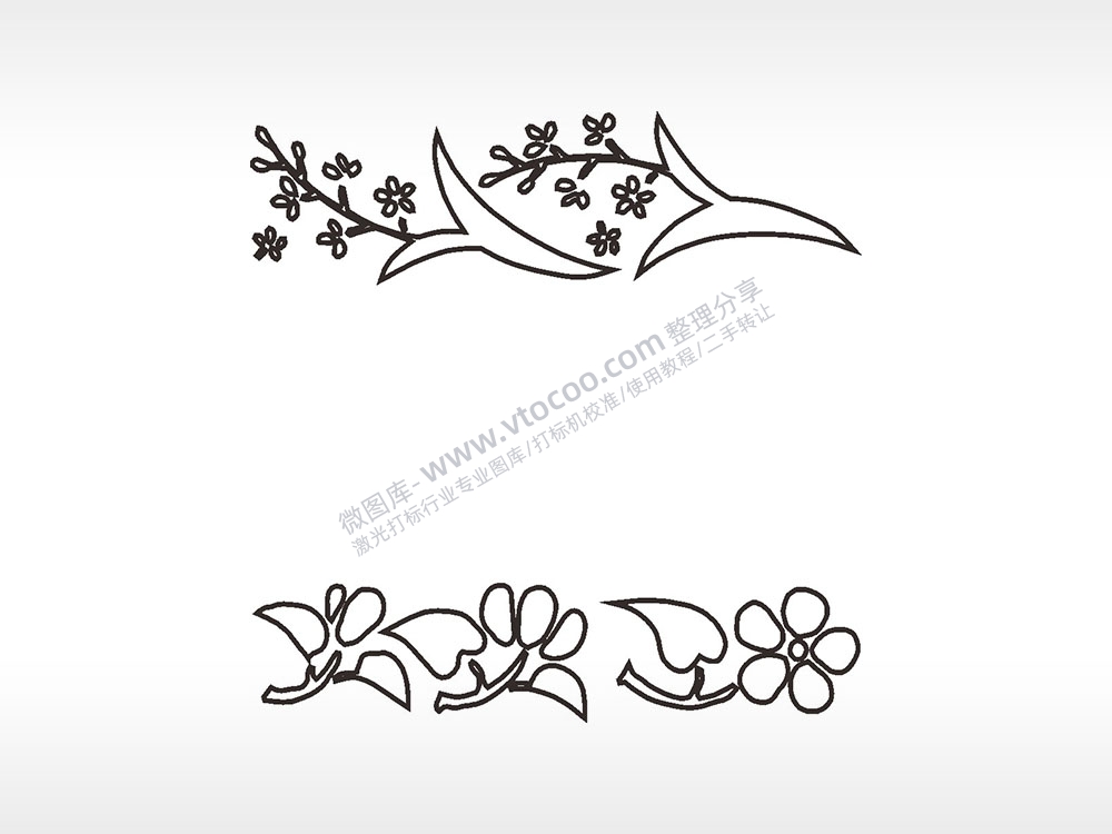 花枝花朵边角简笔画边框大全AI8.0格式激光打标文件通用矢量图