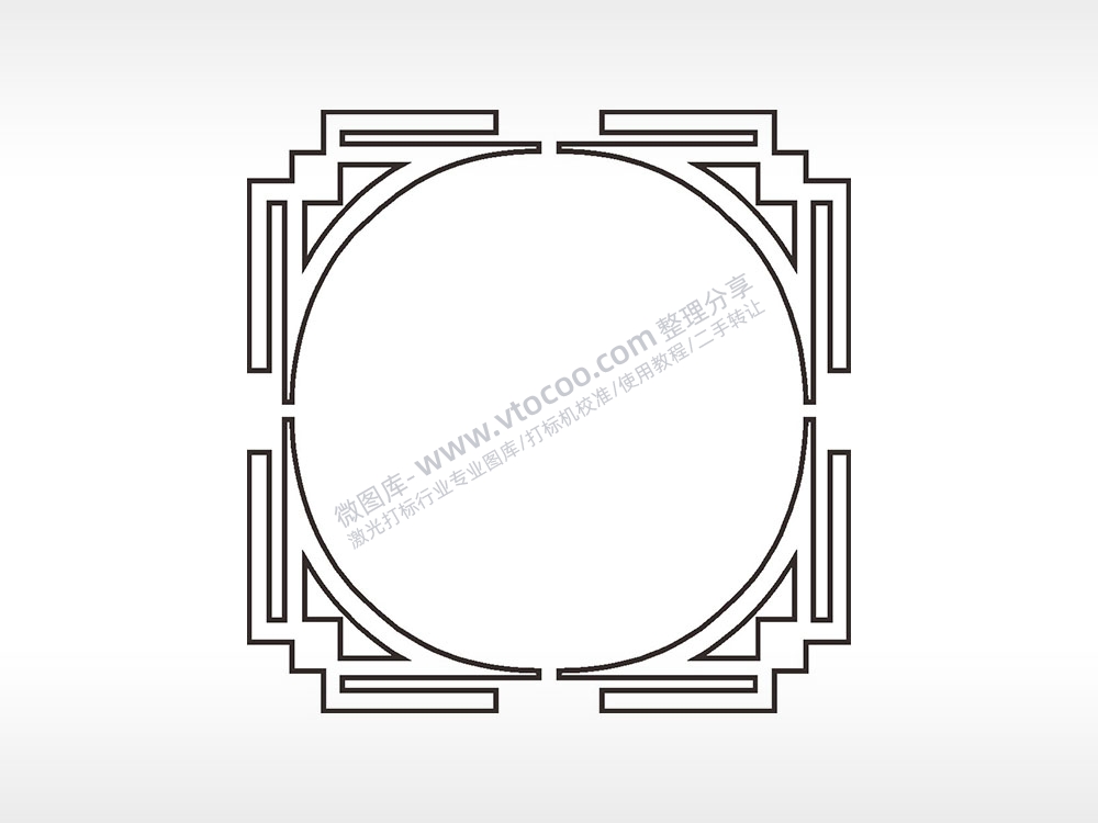 圆形边角简笔画边框大全AI8.0格式激光打标文件通用矢量图