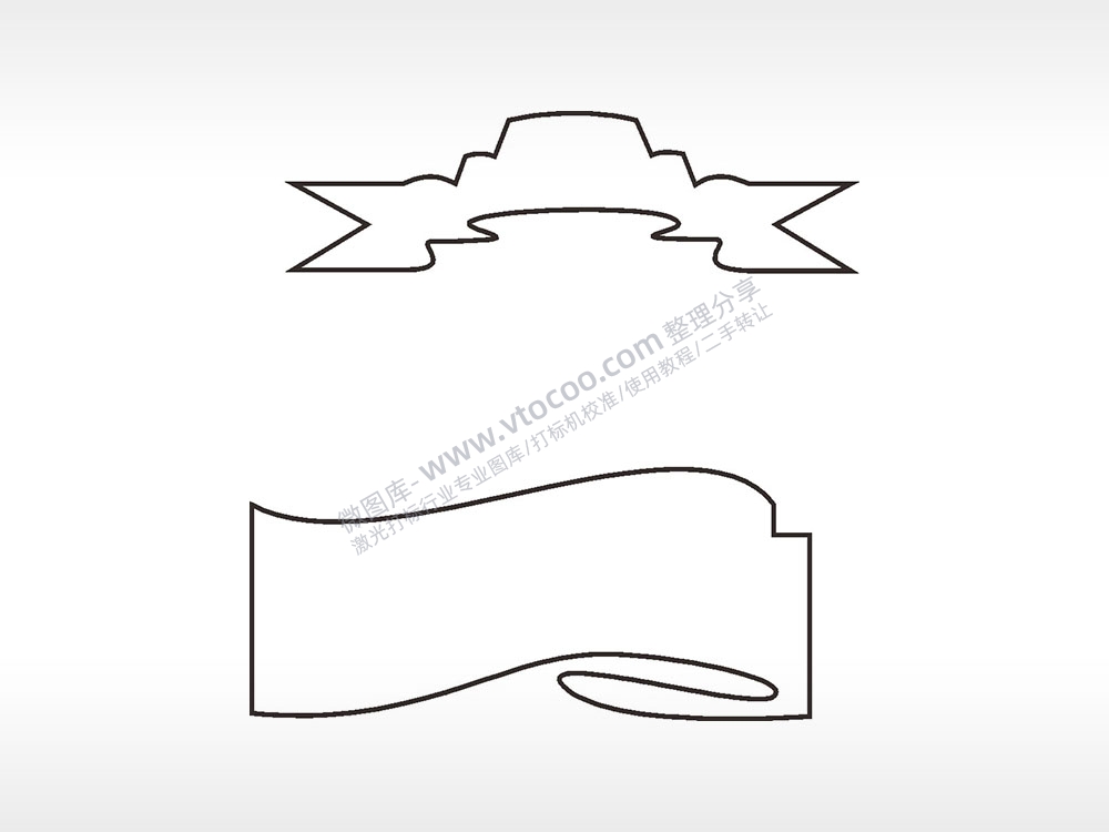 卷条领带边角简笔画边框大全AI8.0格式激光打标文件通用矢量图