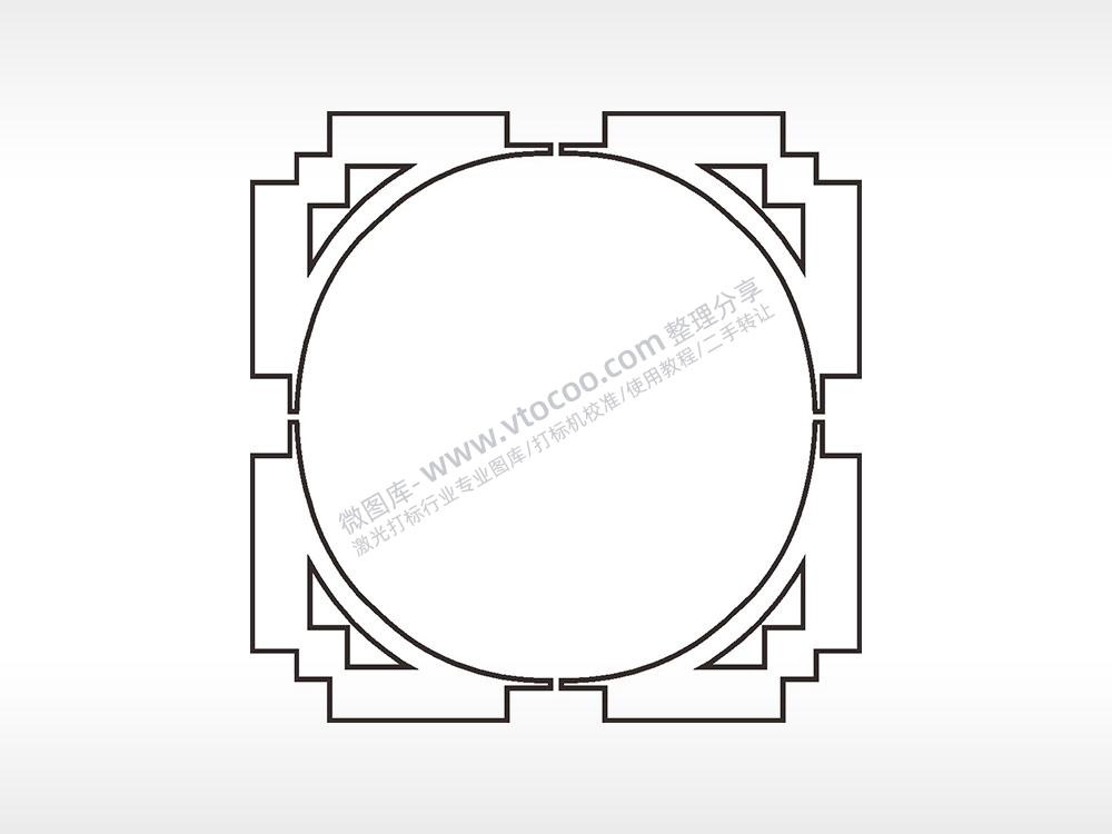 椭圆形边角简笔画边框大全AI8.0格式激光打标文件通用矢量图