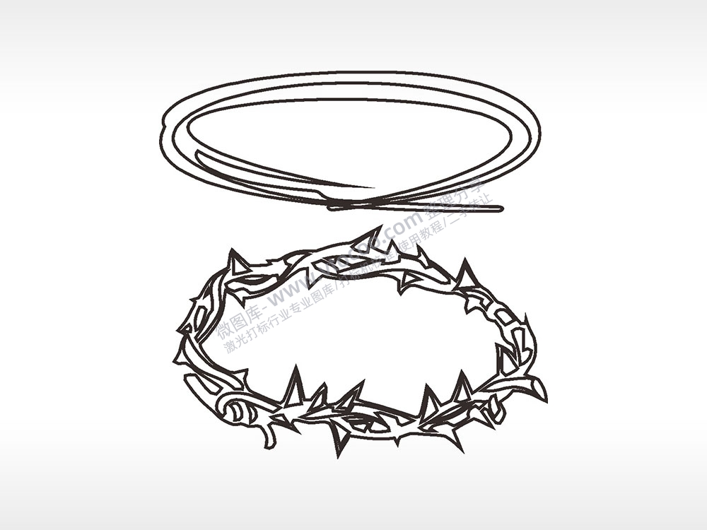 藤刺圈圈边角简笔画边框大全AI8.0格式激光打标文件通用矢量图