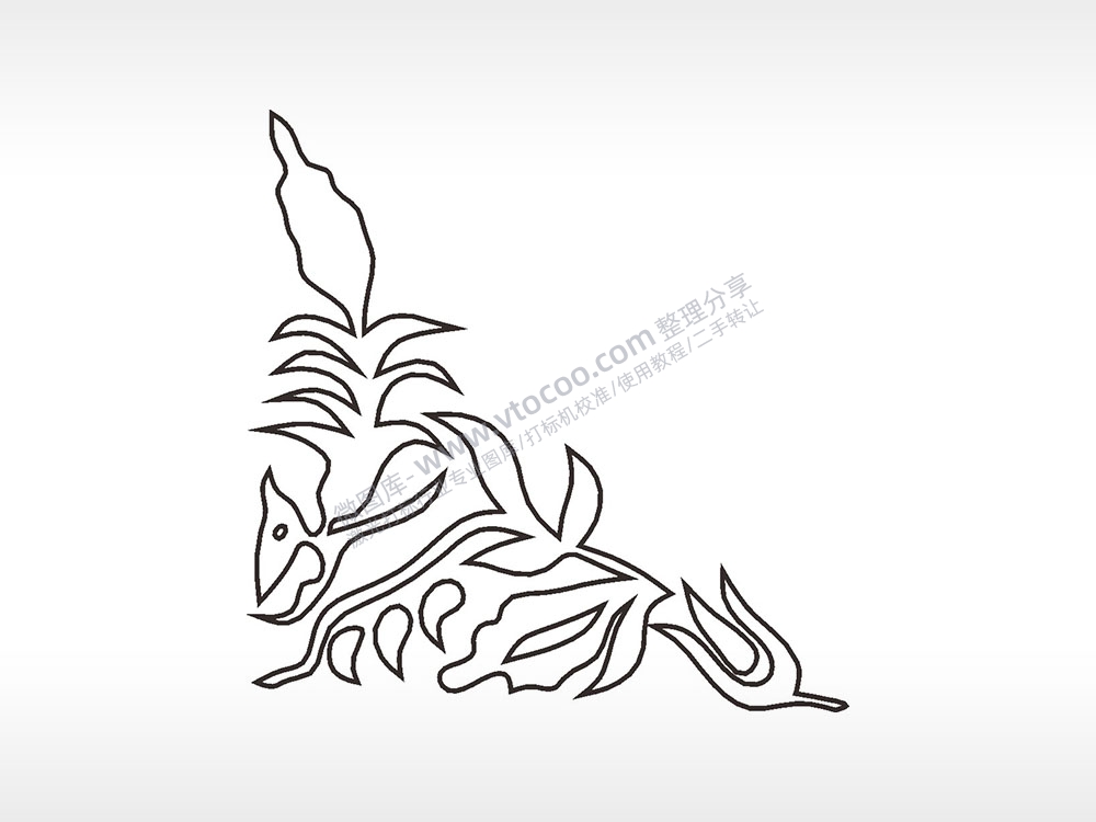 花朵植物简笔画边框大全AI8.0格式激光打标文件通用矢量图