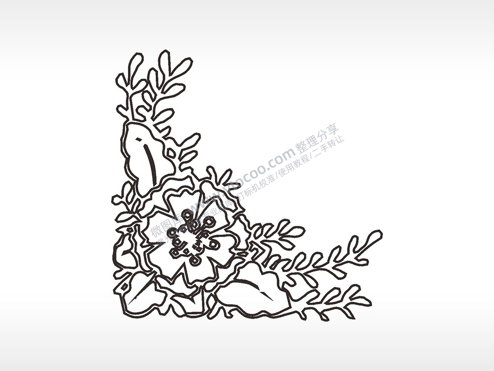 花蕊花草简笔画边框大全AI8.0格式激光打标文件通用矢量图