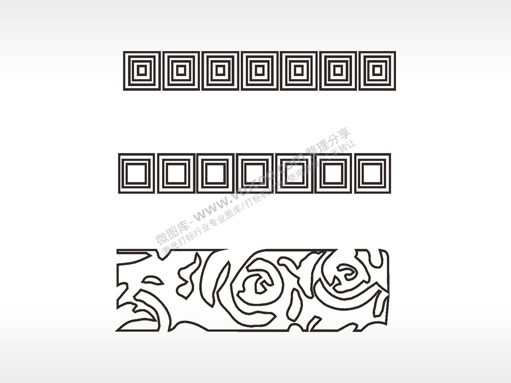 正方形回形多层简笔画边框大全AI8.0格式激光打标文件通用矢量图