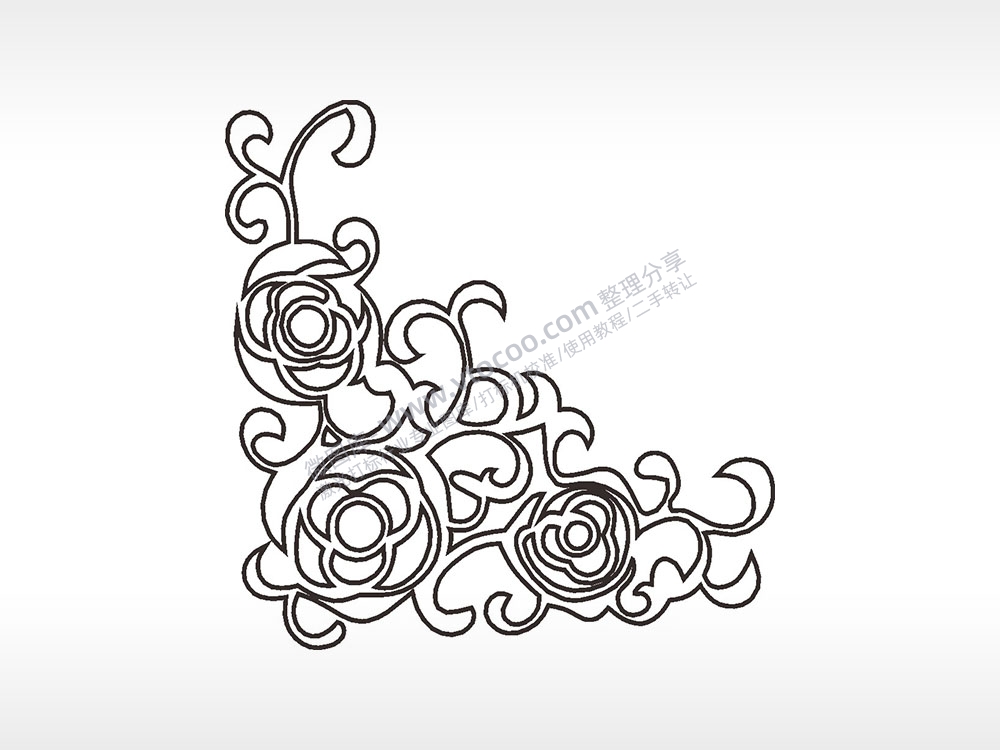 花朵简笔画边框大全AI8.0格式激光打标文件通用矢量图