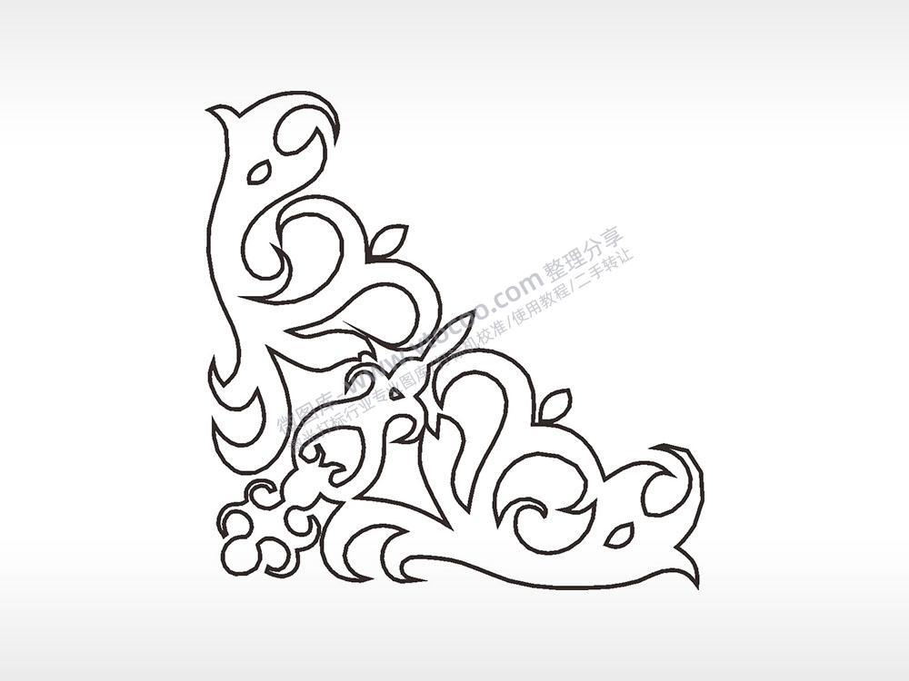 欧式花纹简笔画边框大全AI8.0格式激光打标文件通用矢量图