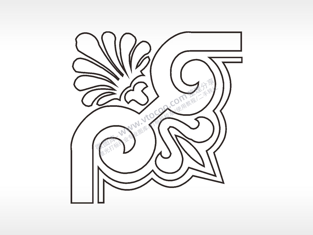 角花对角花边简笔画边框大全AI8.0格式激光打标文件通用矢量图