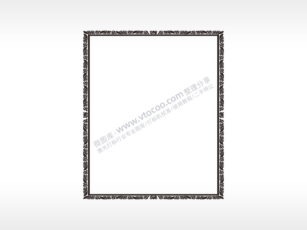 羽毛藤蔓花边框矢量AI8.0格式激光打标文件通用矢量图