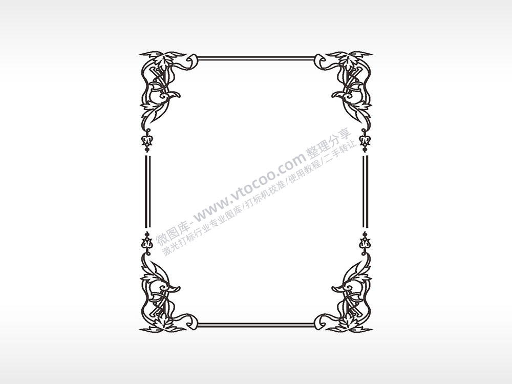 藤蔓花边框矢量AI8.0格式激光打标文件通用矢量图
