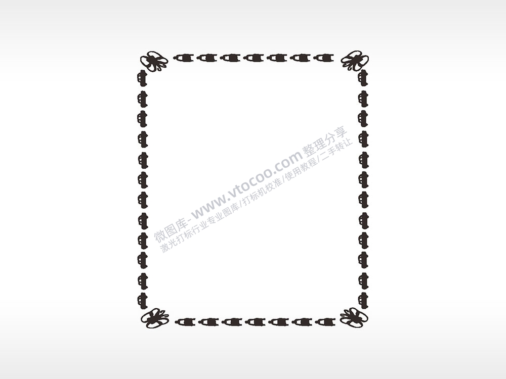 车辆蝴蝶花边框矢量AI8.0格式激光打标文件通用矢量图