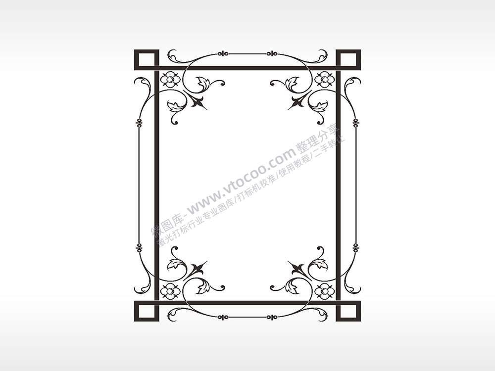 中式藤蔓花边框矢量AI8.0格式激光打标文件通用矢量图
