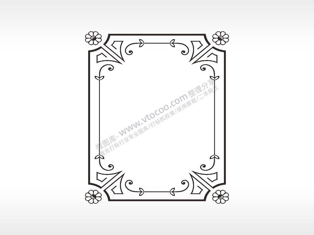 花朵镜子线条花边框矢量AI8.0格式激光打标文件通用矢量图