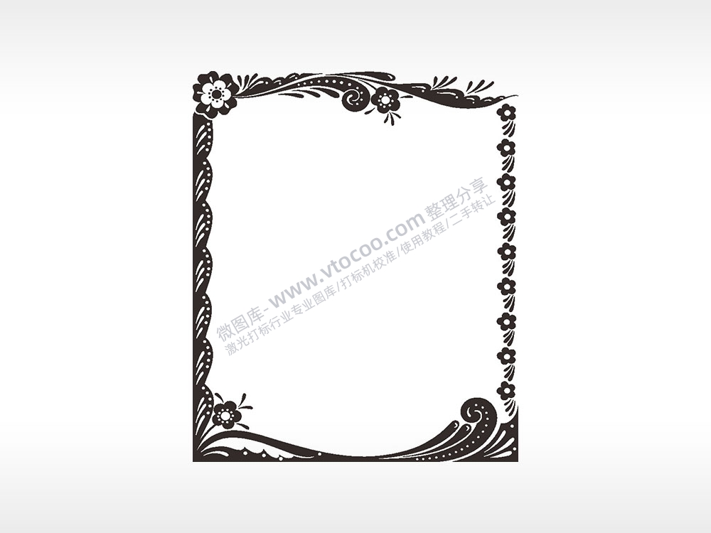 花朵花瓣花边框矢量AI8.0格式激光打标文件通用矢量图