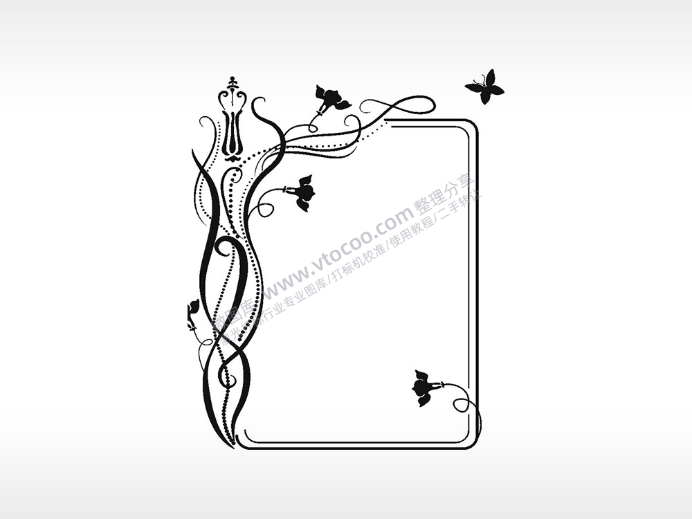 花朵蝴蝶藤蔓花边框矢量AI8.0格式激光打标文件通用矢量图