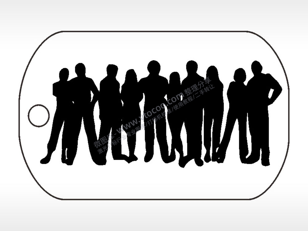 团队钛钢军牌项链AI8.0格式激光打标文件通用矢量图