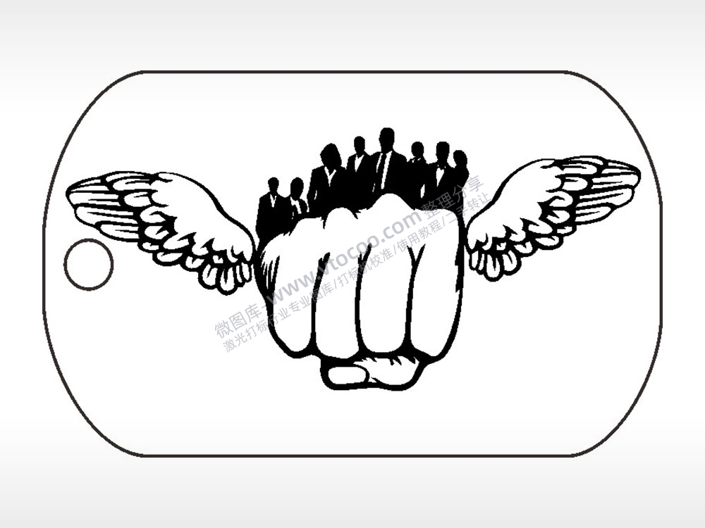 拳头翅膀团队钛钢军牌项链AI8.0格式激光打标文件通用矢量图