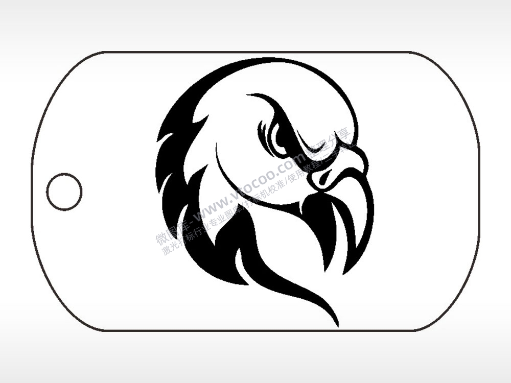 老鹰头钛钢军牌项链AI8.0格式激光打标文件通用矢量图