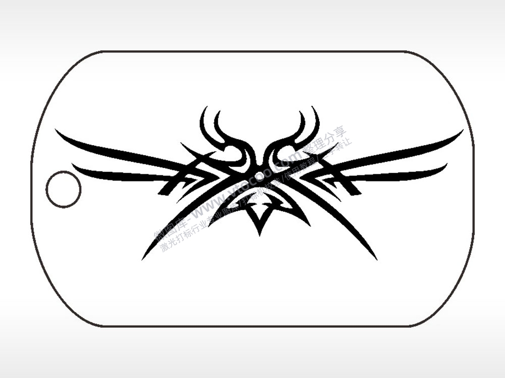 翅膀图腾纹身钛钢军牌项链AI8.0格式激光打标文件通用矢量图