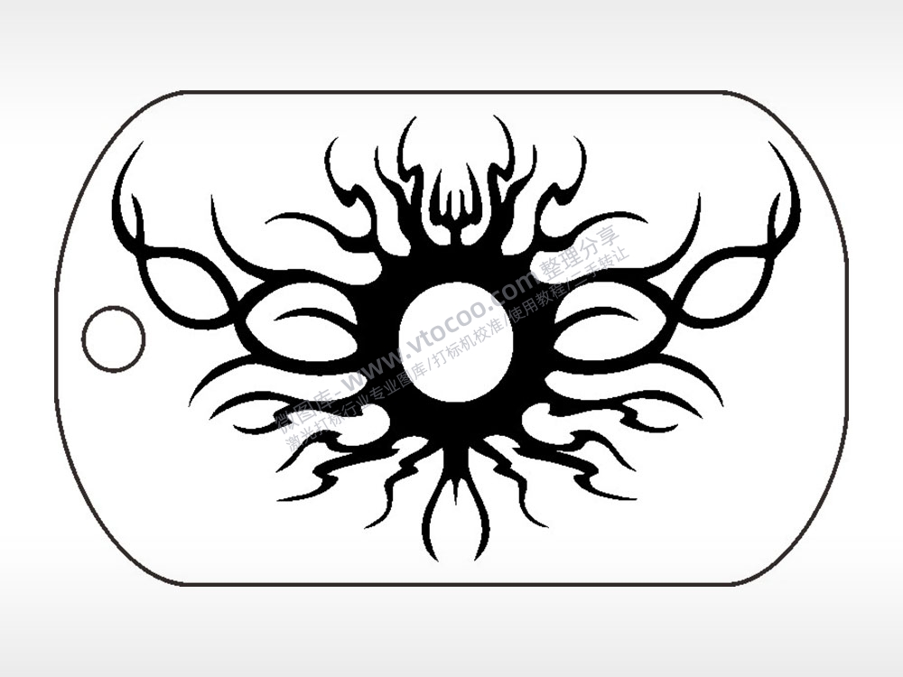 花纹钛钢军牌项链AI8.0格式激光打标文件通用矢量图