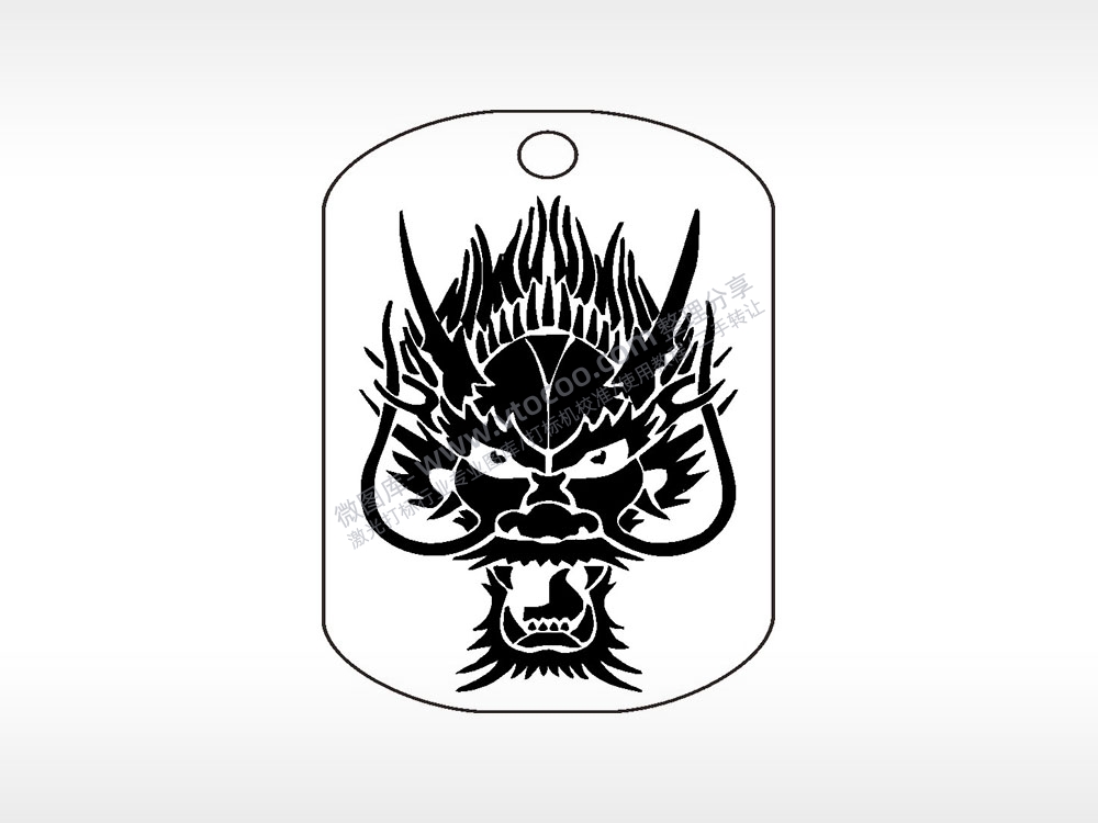 神龙头钛钢军牌项链AI8.0格式激光打标文件通用矢量图