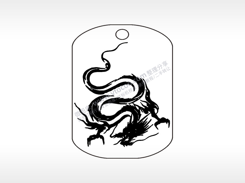 龙盘旋钛钢军牌项链AI8.0格式激光打标文件通用矢量图