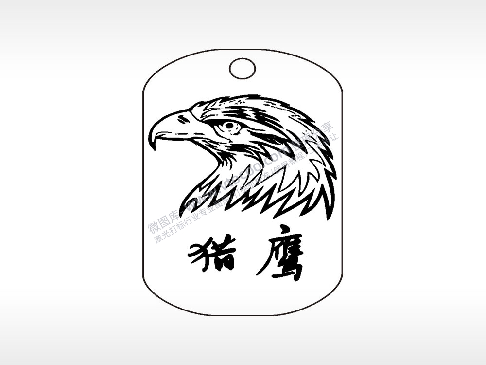 猎鹰老鹰钛钢军牌项链AI8.0格式激光打标文件通用矢量图