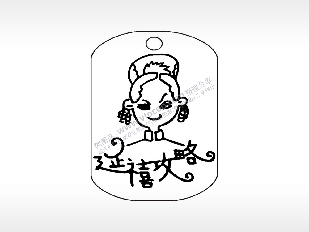 格格延禧攻略钛钢军牌项链AI8.0格式激光打标文件通用矢量图