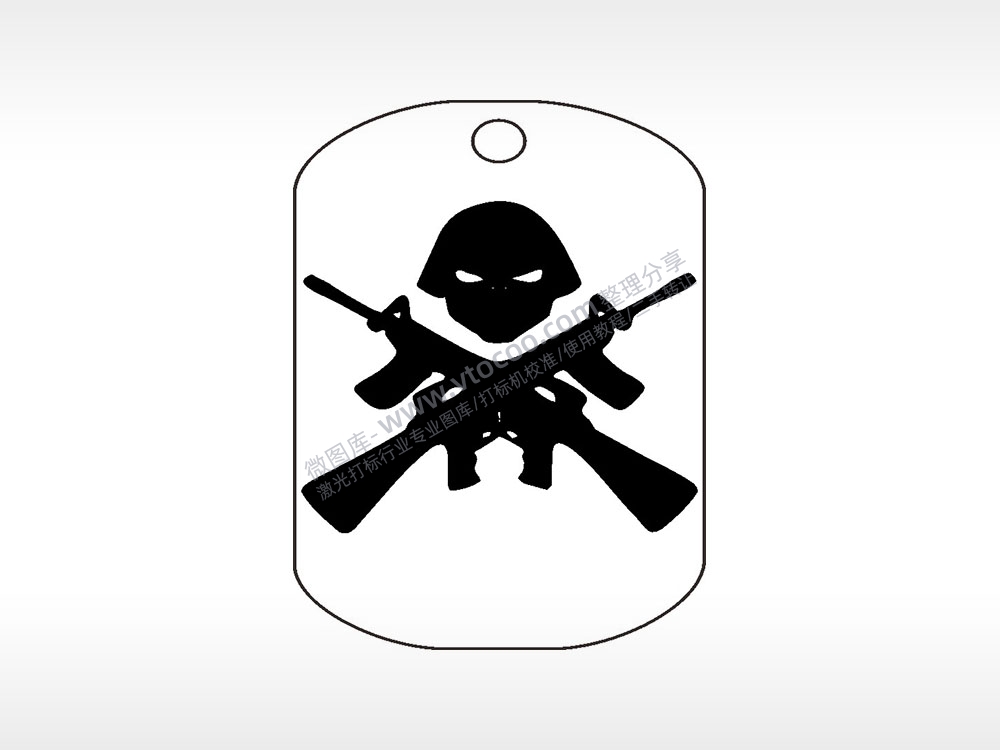 武器交火钛钢军牌项链AI8.0格式激光打标文件通用矢量图