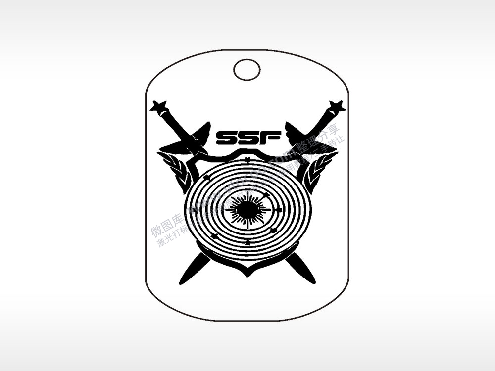 SSF战队队徽钛钢军牌项链AI8.0格式激光打标文件通用矢量图