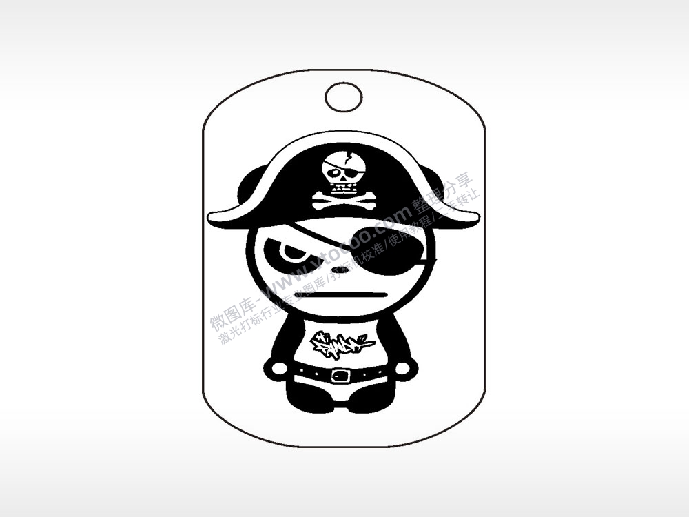 骷髅海盗钛钢军牌项链AI8.0格式激光打标文件通用矢量图