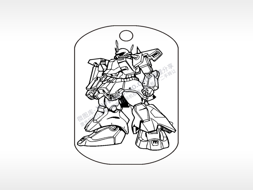 铠甲机甲钛钢军牌项链AI8.0格式激光打标文件通用矢量图