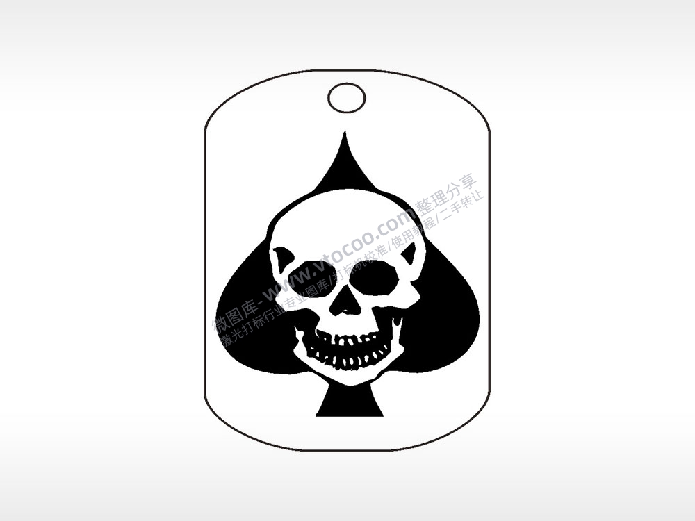 黑桃骷髅钛钢军牌项链AI8.0格式激光打标文件通用矢量图