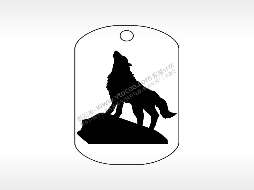 狼嚎动物钛钢军牌项链AI8.0格式激光打标文件通用矢量图