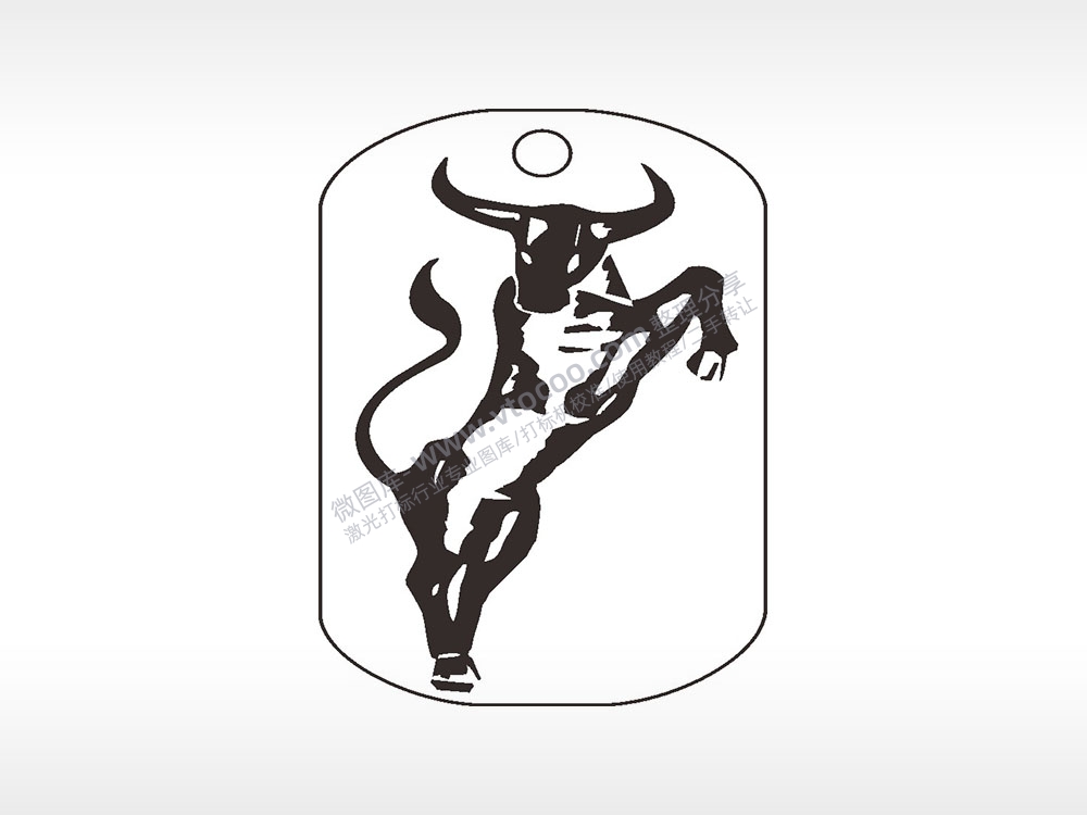 斗牛士公牛钛钢军牌项链AI8.0格式激光打标文件通用矢量图