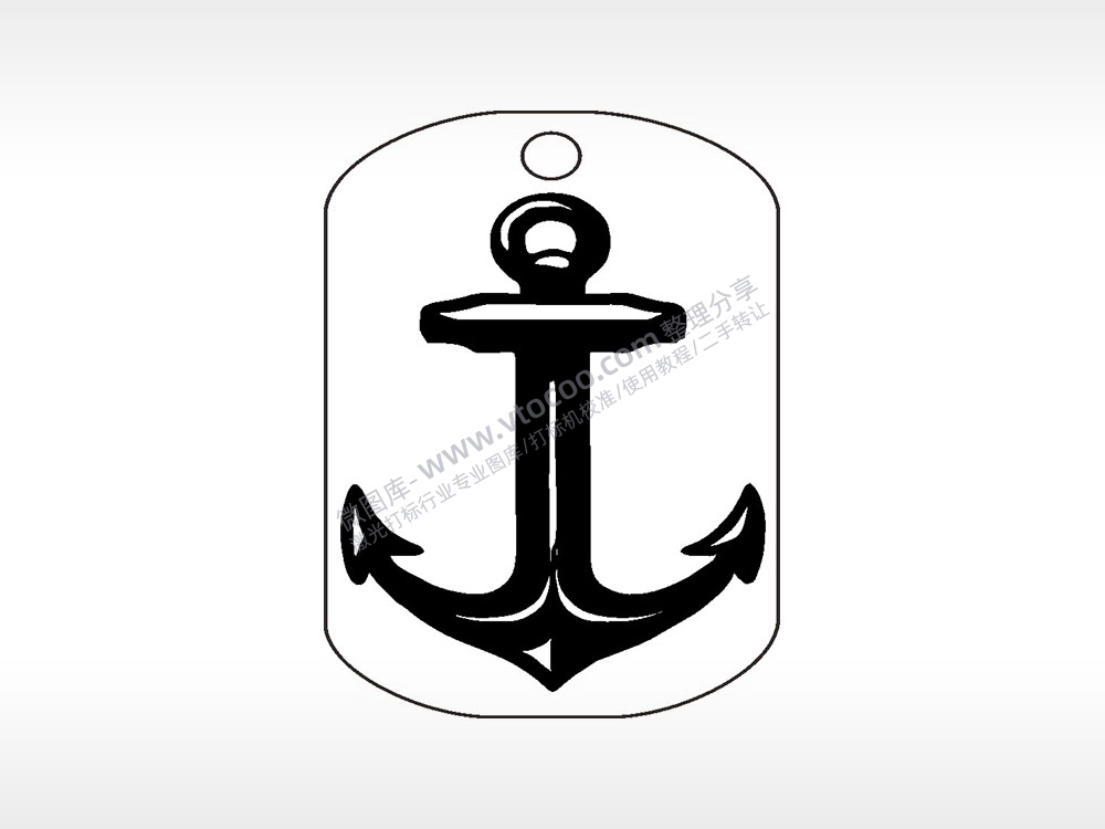 航海船锚卡通钛钢军牌项链AI8.0格式激光打标文件通用矢量图