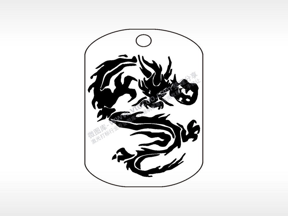 龙盘旋钛钢军牌项链AI8.0格式激光打标文件通用矢量图