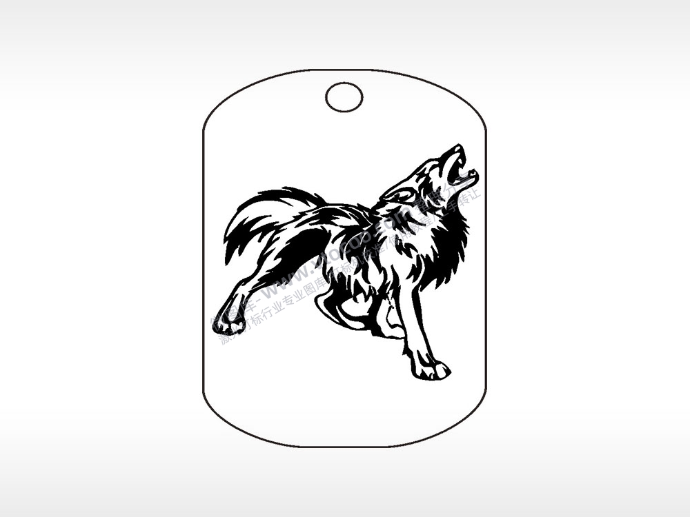 狼嚎咆哮钛钢军牌项链AI8.0格式激光打标文件通用矢量图
