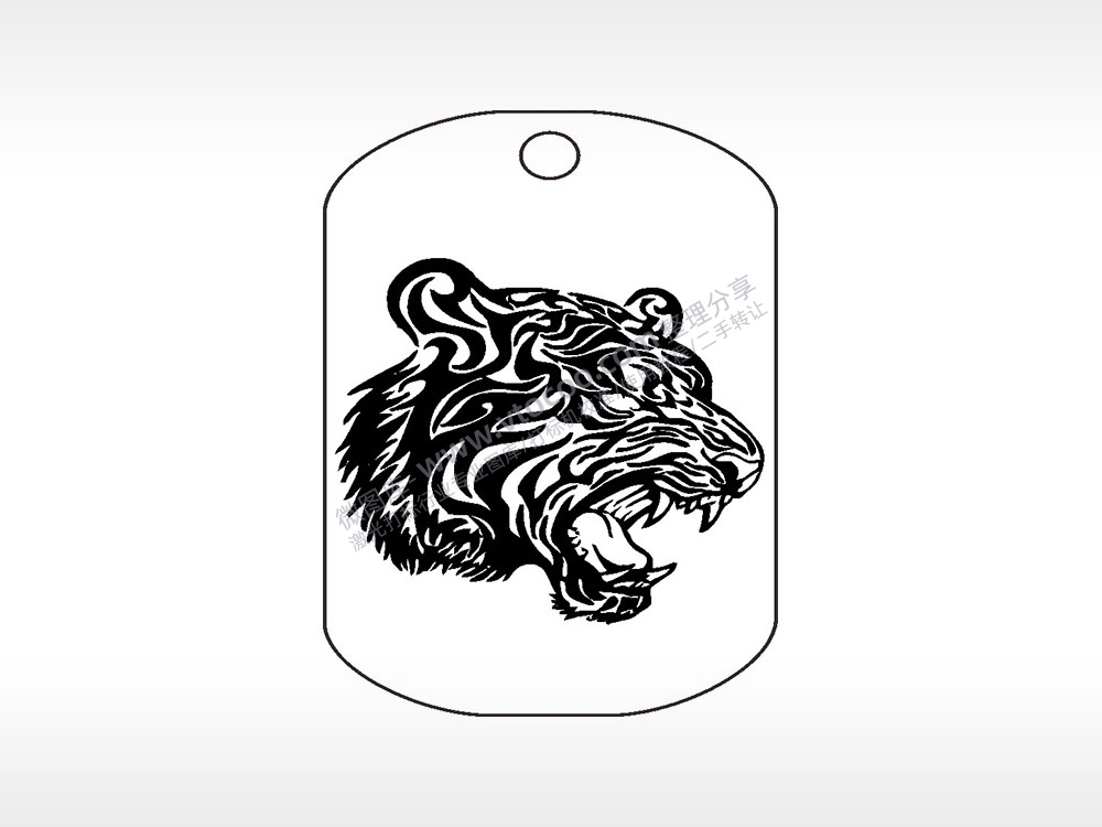 老虎头钛钢军牌项链AI8.0格式激光打标文件通用矢量图
