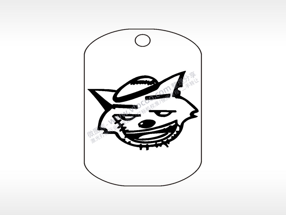 灰太狼动画片卡通人物钛钢军牌项链AI8.0格式激光打标文件通用矢量图