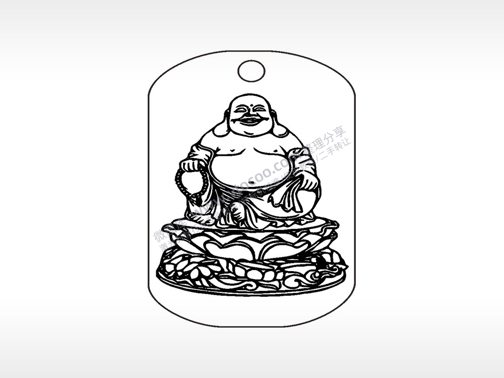 弥勒佛钛钢军牌项链AI8.0格式激光打标文件通用矢量图