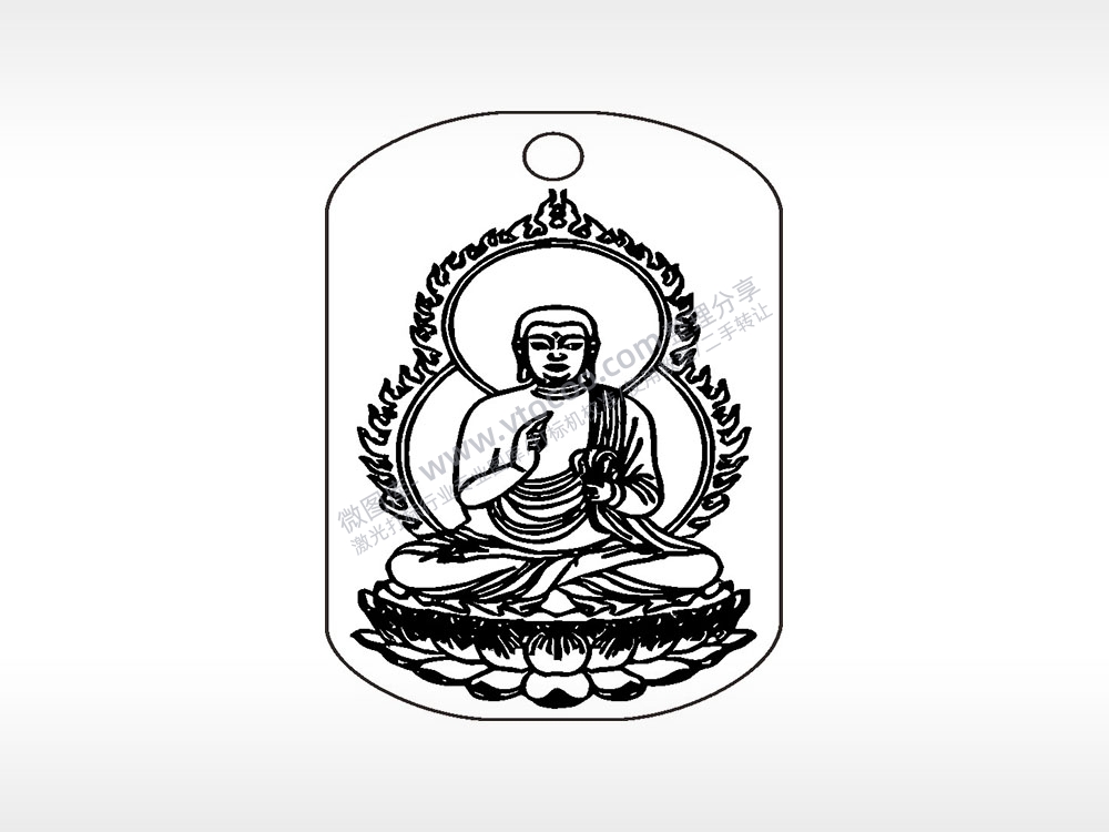 佛坐莲花钛钢军牌项链AI8.0格式激光打标文件通用矢量图