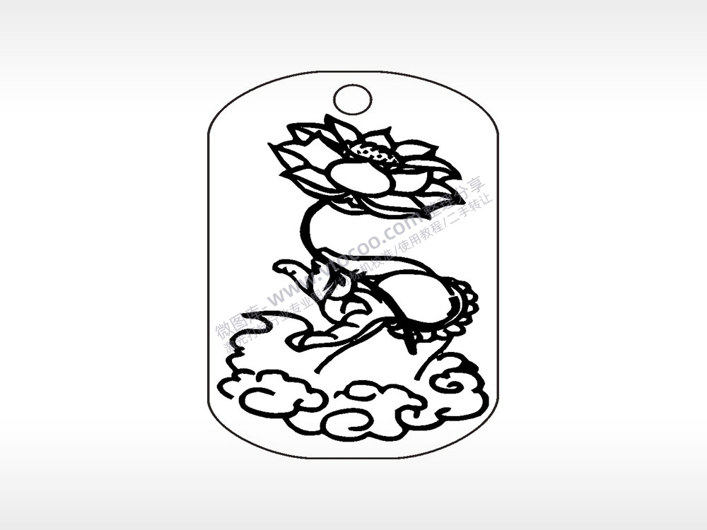 莲花佛手钛钢军牌项链AI8.0格式激光打标文件通用矢量图