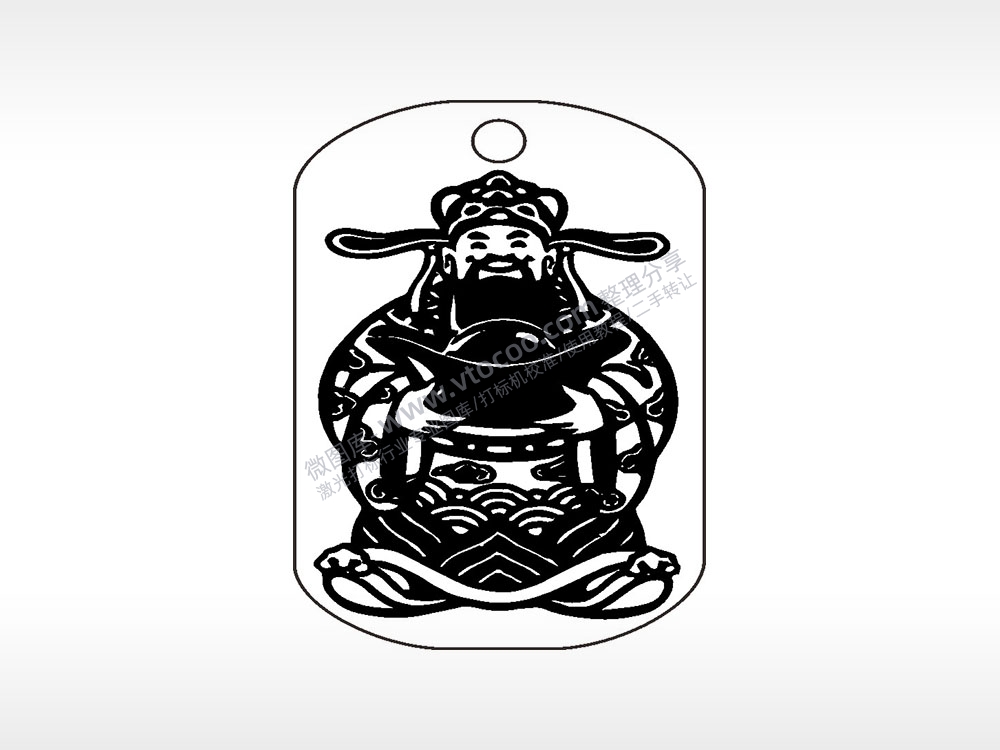 财神爷钛钢军牌项链AI8.0格式激光打标文件通用矢量图