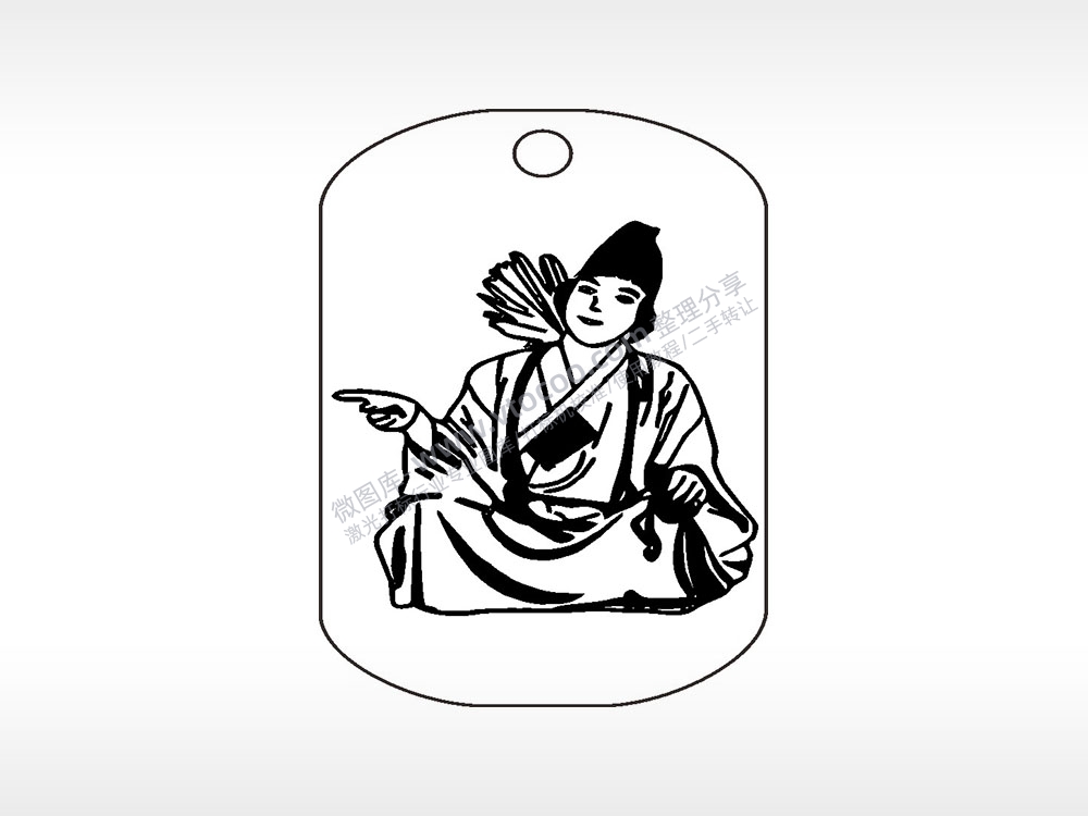 济公降龙罗汉钛钢军牌项链AI8.0格式激光打标文件通用矢量图